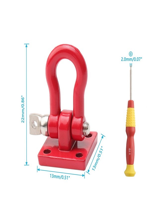 Rchobbytop Metal Crawler Trailer Tow Hooks Buckle Winch Shackles RC Decoration Accessories for 1/10 Scale RC Rock Crawler Truck SCX10 TF2 D90 D110 CC01 HILUX Wraith Tundra TRX-4, Red - Image 3
